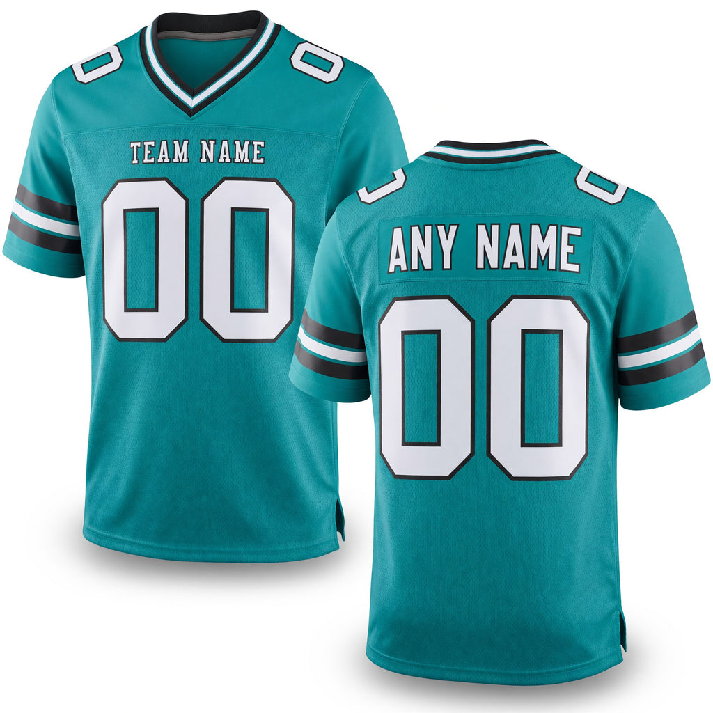 Custom Aqua White-Black Authentic Football Jersey