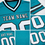 Custom Aqua White-Black Authentic Football Jersey detail