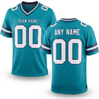 Custom Aqua White-Navy Authentic Football Jersey