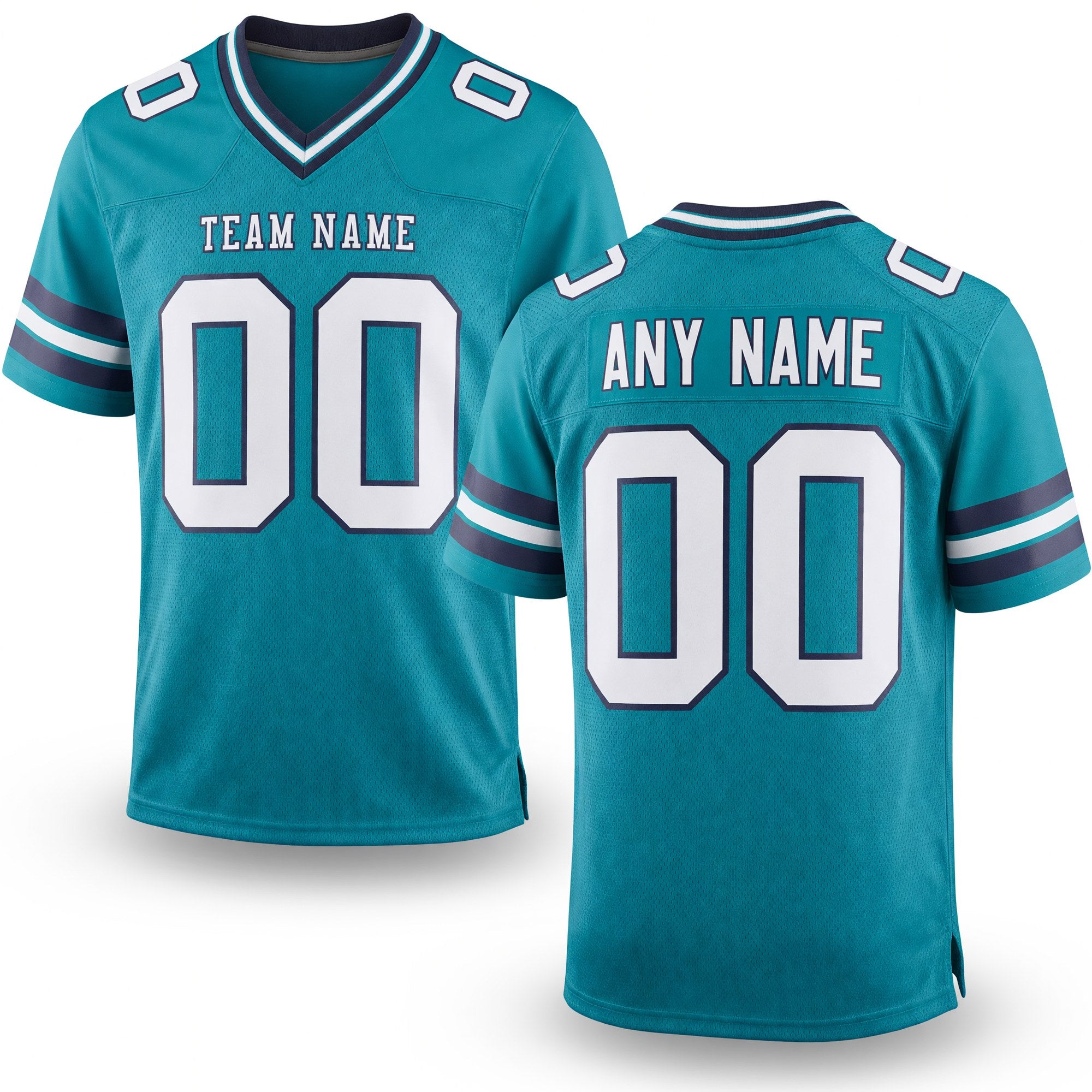Custom Aqua White-Navy Authentic Football Jersey