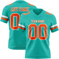 Custom Aqua Orange-White Authentic Football Jersey