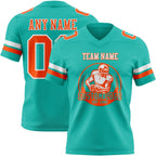 Custom Aqua Orange-White Authentic Football Jersey photo 2