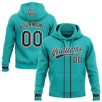 Custom Stitched Aqua Black-White Baseball Pullover Sweatshirt Hoodie photo 1