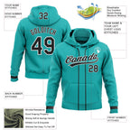 Custom Stitched Aqua Black-White Baseball Pullover Sweatshirt Hoodie photo 2