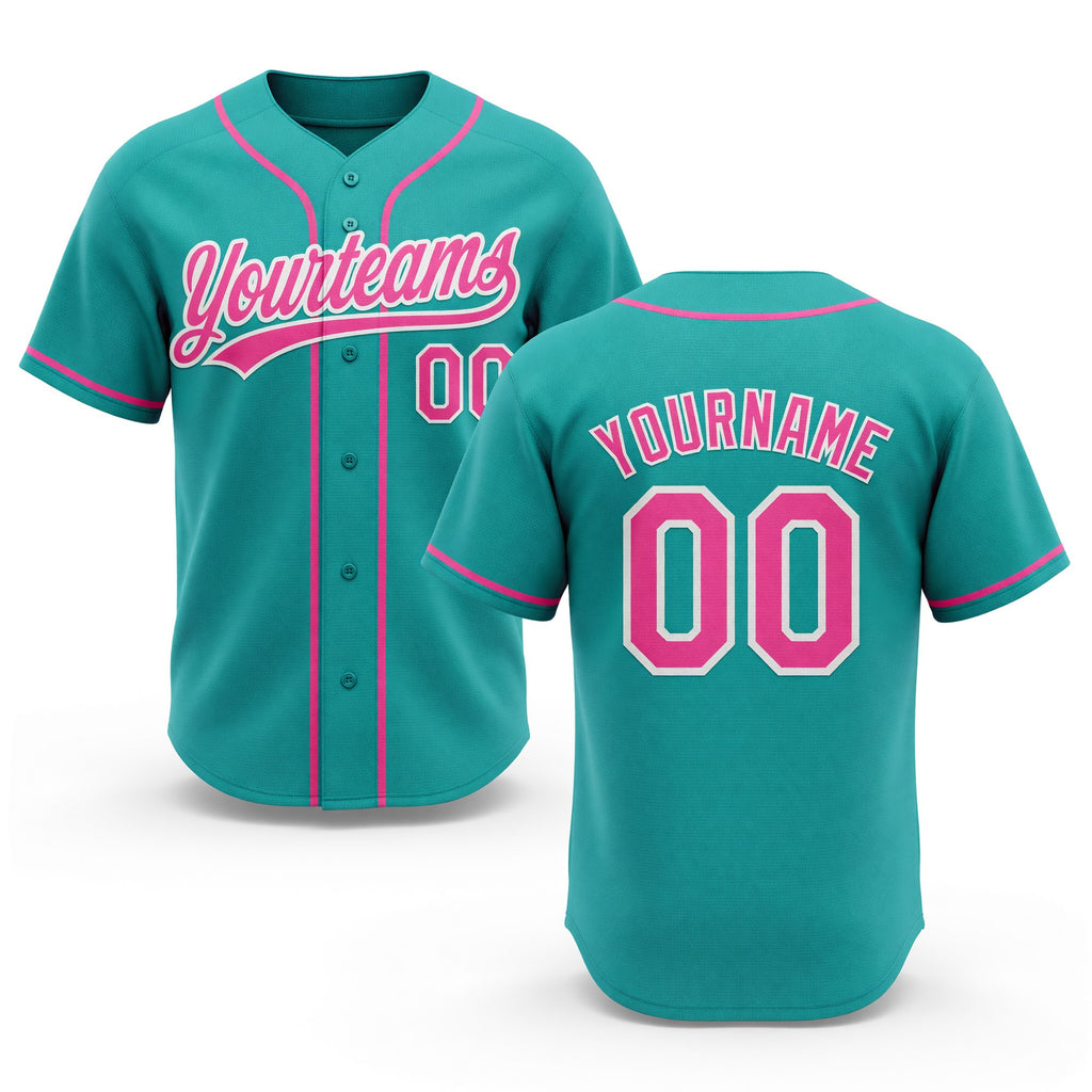 Custom Stitched Aqua Pink-White Baseball Pullover Sweatshirt Hoodie