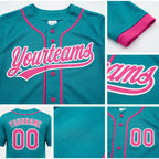 Custom Stitched Aqua Pink-White Baseball Pullover Sweatshirt Hoodie detail
