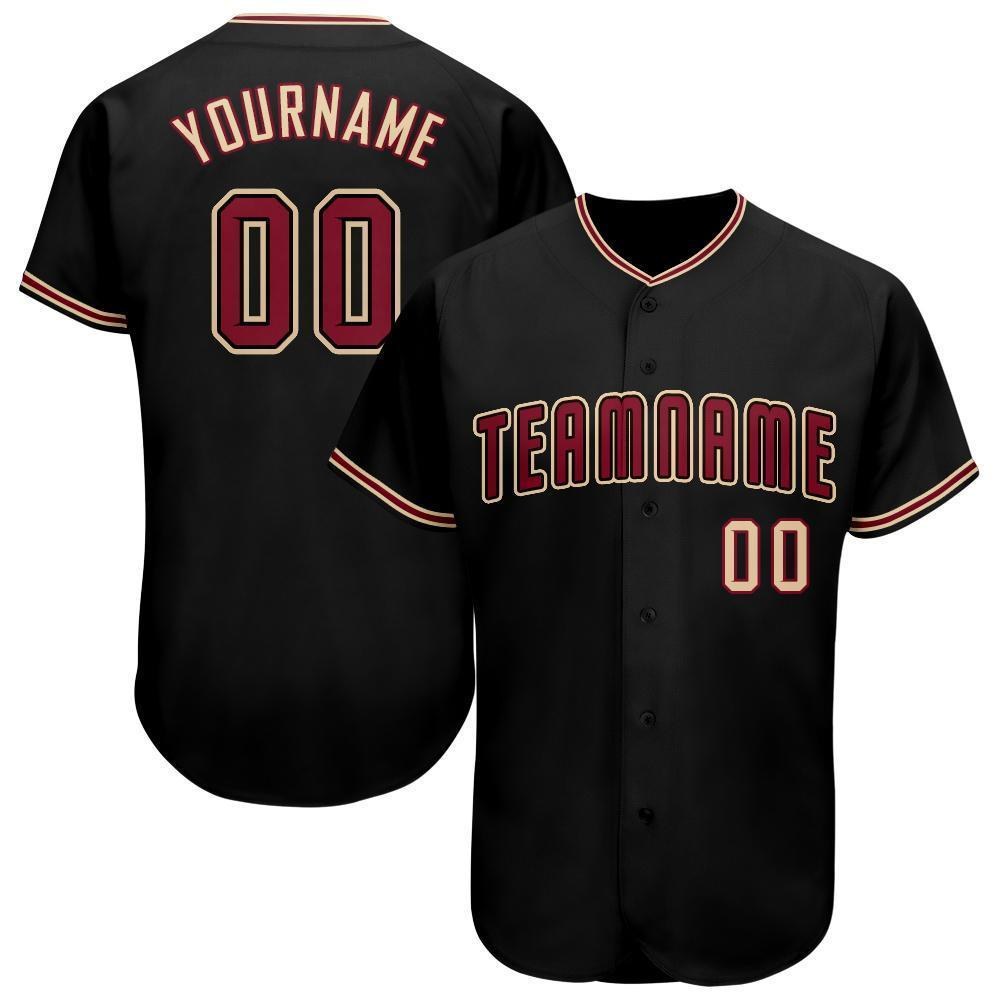 Custom Black Crimson-City Cream Baseball Jersey photo 1