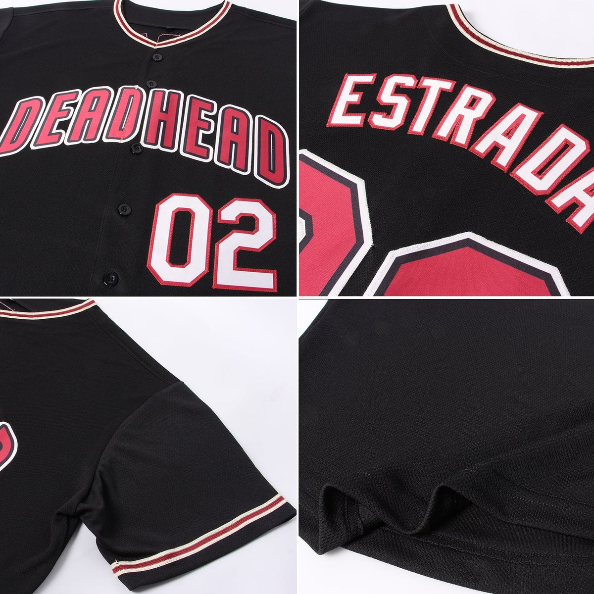 Custom Black Crimson-City Cream Baseball Jersey photo 5