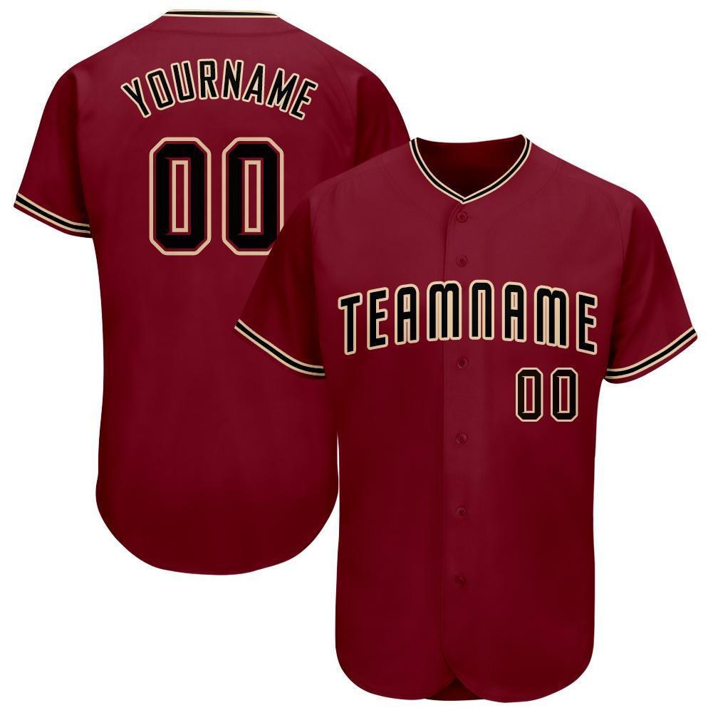 Custom Crimson Black-City Cream Baseball Jersey photo 1