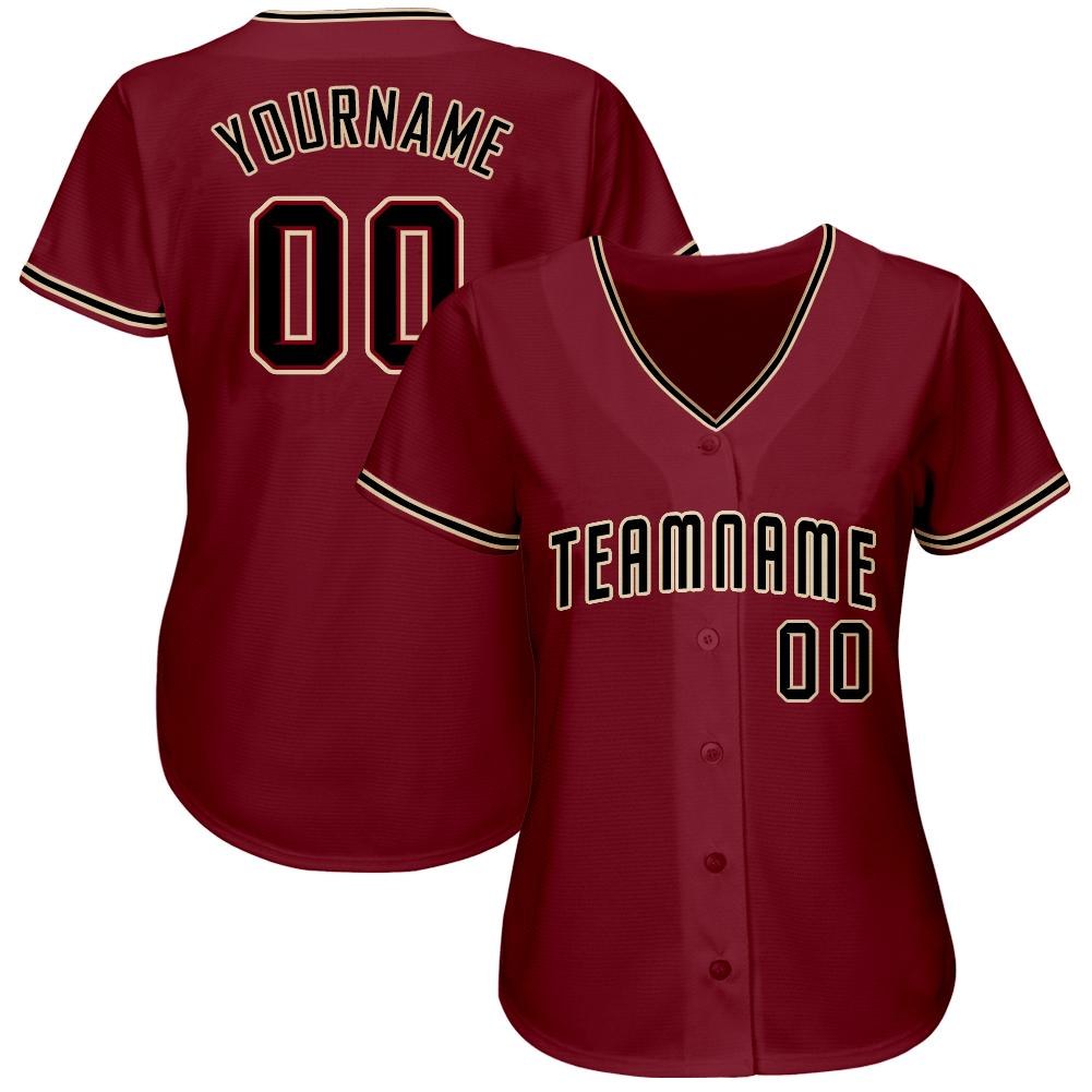 Custom Crimson Black-City Cream Baseball Jersey photo 2