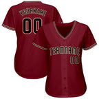 Custom Crimson Black-City Cream Baseball Jersey photo 2