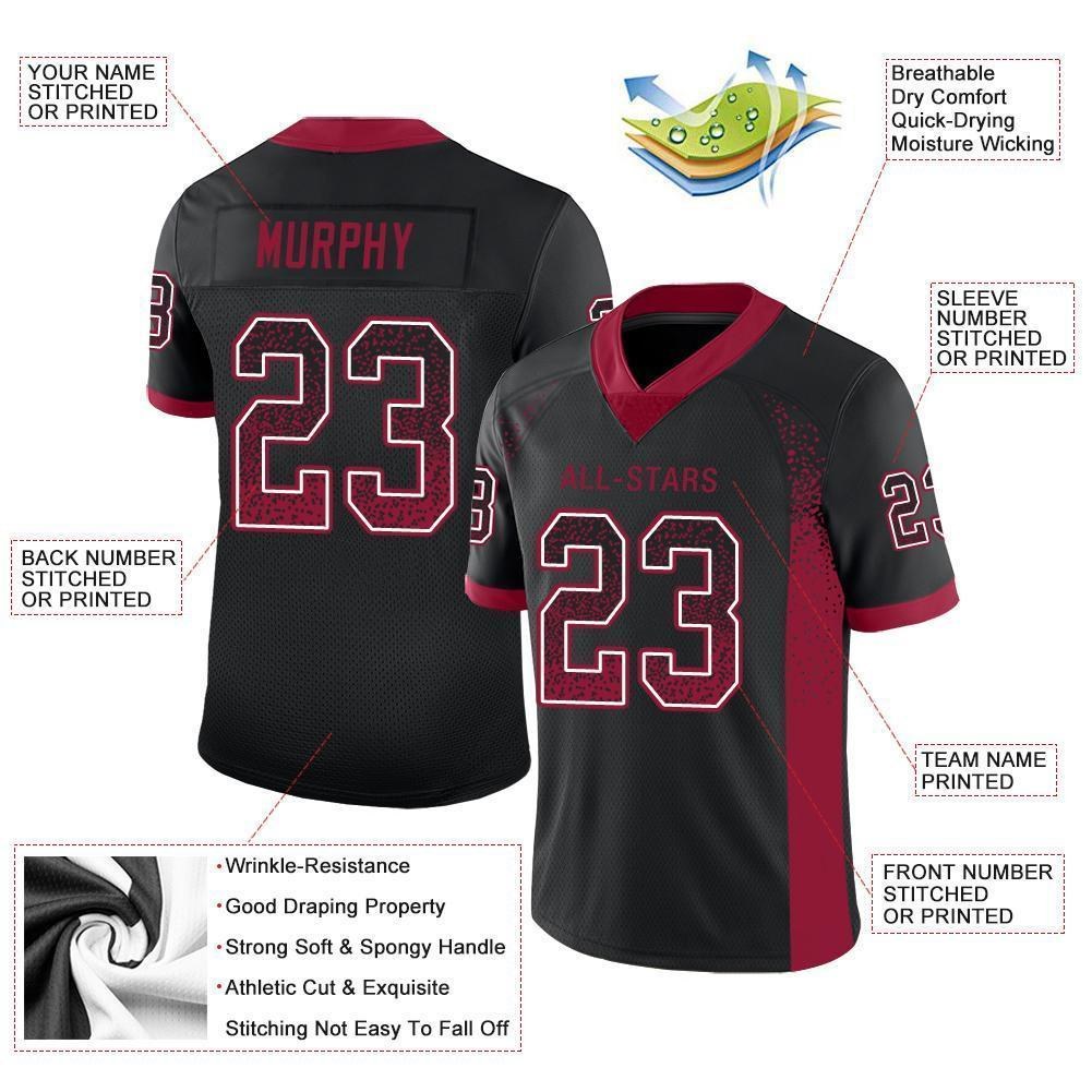 Custom Black Cardinal-White Drift Fashion Football Jersey photo 3