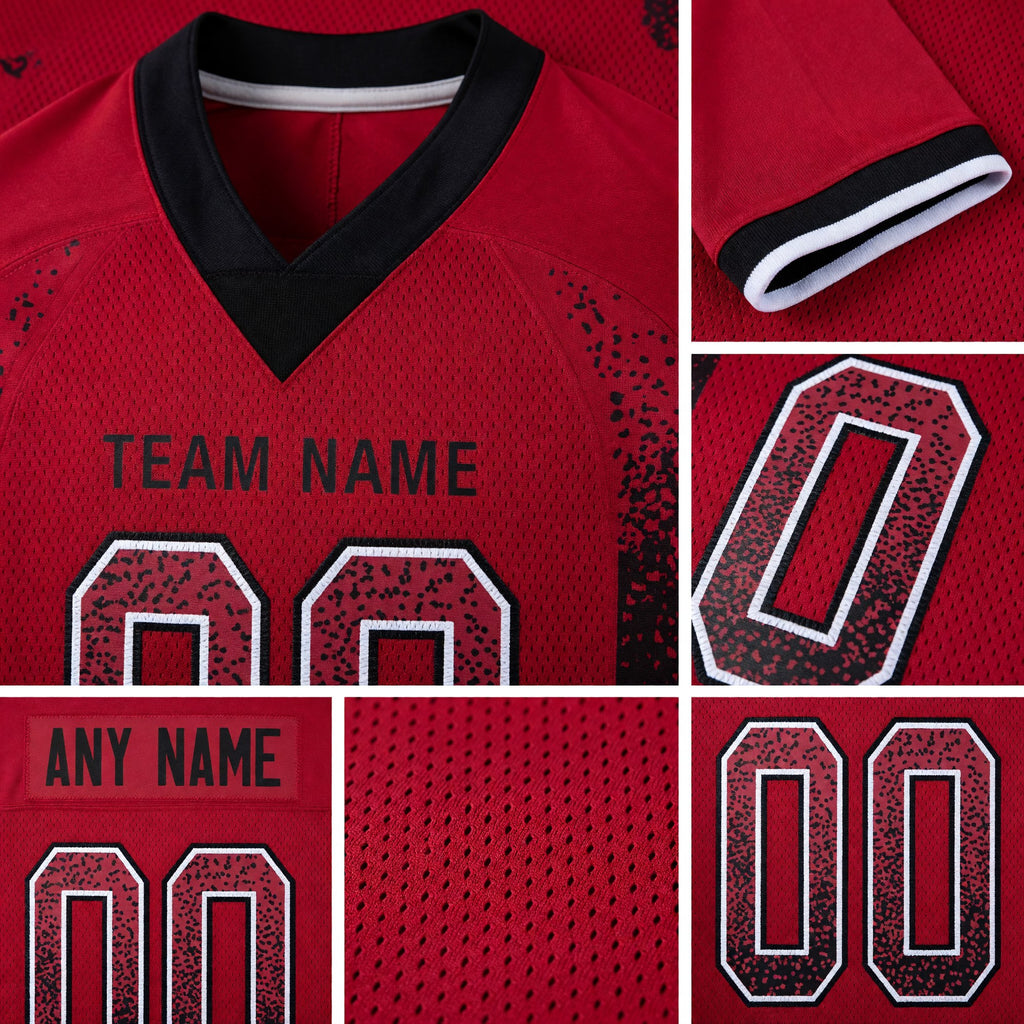 Custom Cardinal Black-White Drift Fashion Football Jersey detail