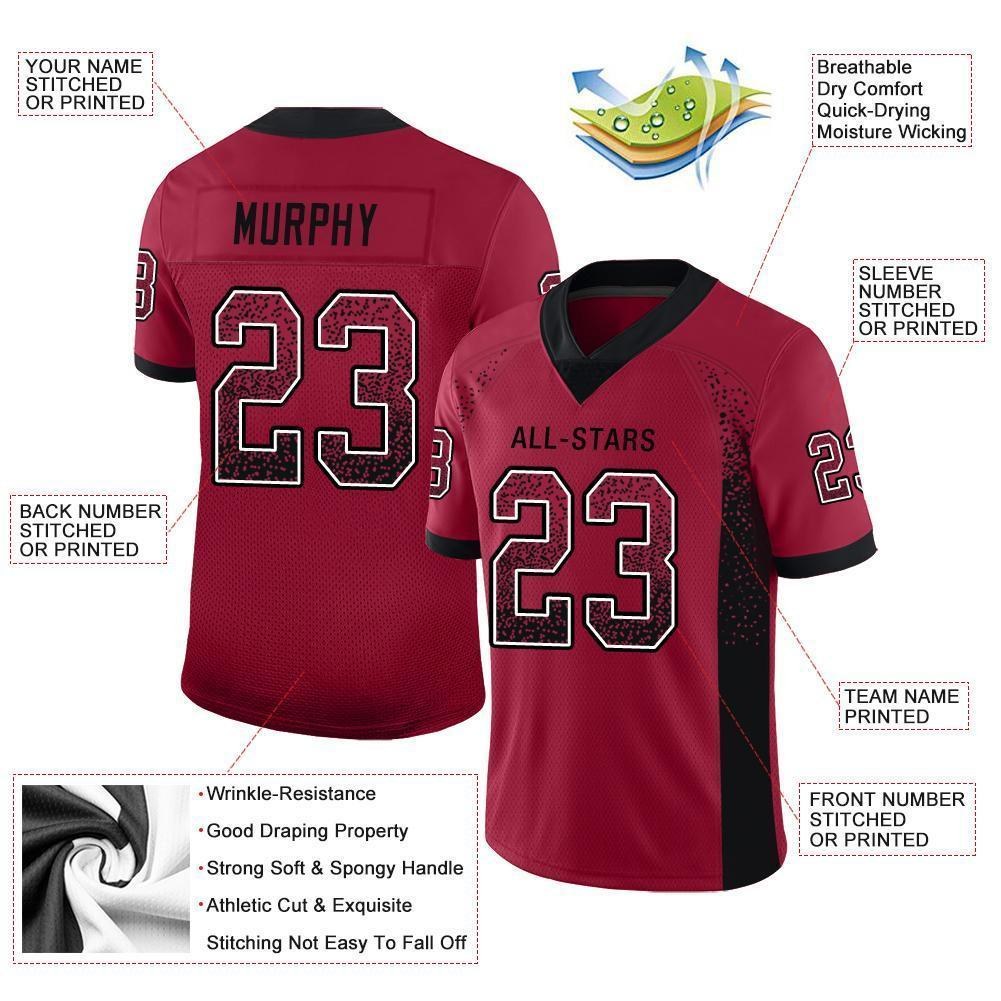 Custom Cardinal Black-White Drift Fashion Football Jersey photo 3