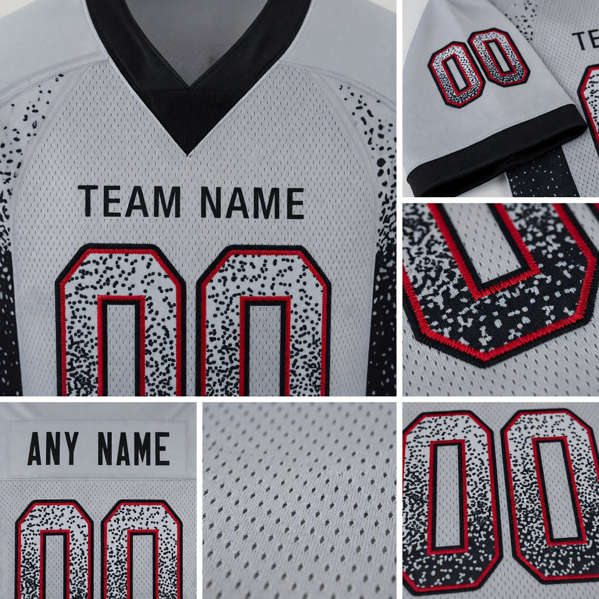Custom Light Gray Black-Cardinal Drift Fashion Football Jersey detail