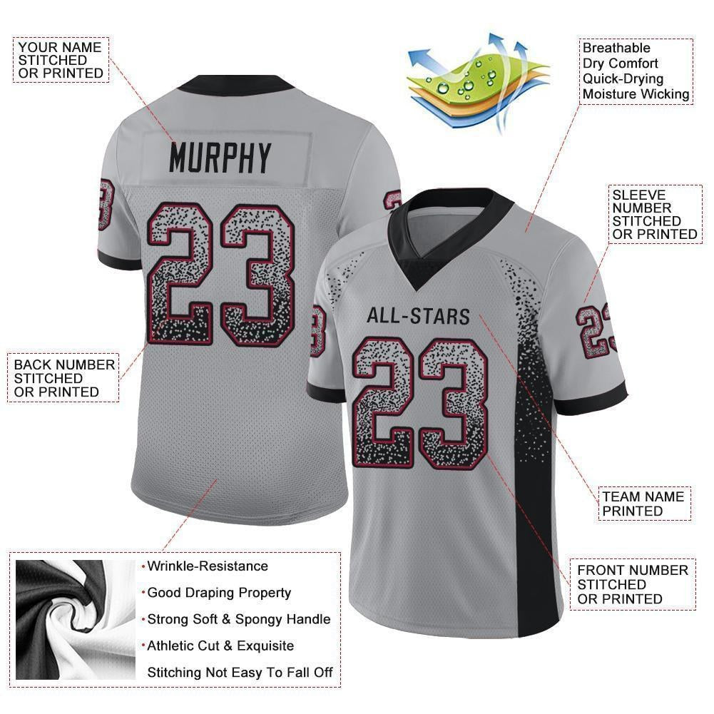 Custom Light Gray Black-Cardinal Drift Fashion Football Jersey photo 3