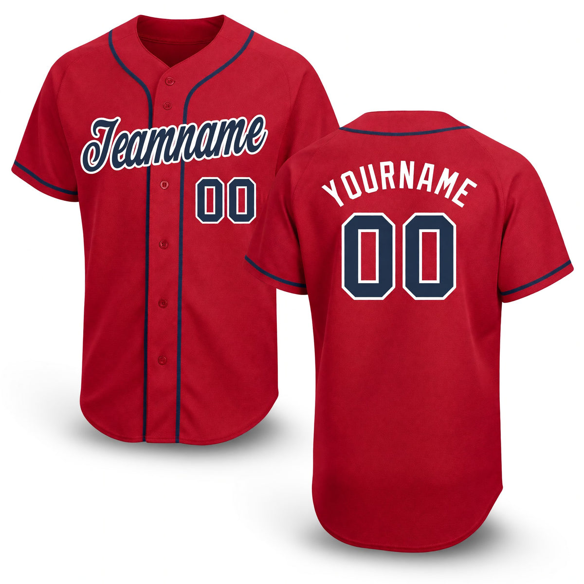 Custom Red Navy-White Baseball Jersey