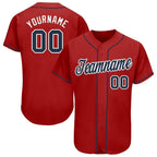 Custom Red Navy-White Baseball Jersey photo 1