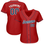 Custom Red Navy-White Baseball Jersey photo 2