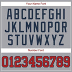Custom Gray Red-Navy Baseball Jersey photo 2