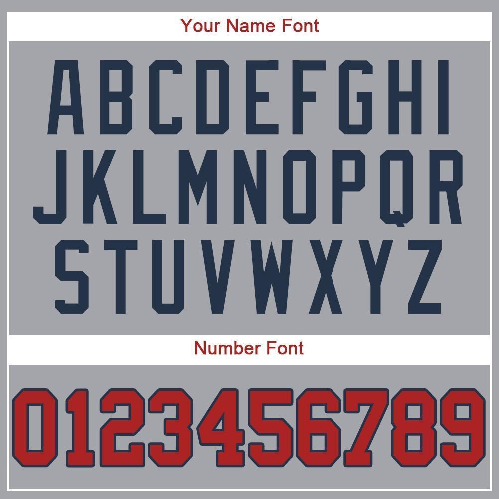 Custom Gray Red-Navy Baseball Jersey photo 2