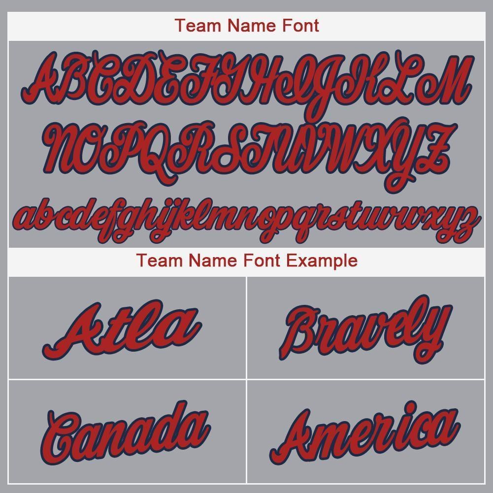 Custom Gray Red-Navy Baseball Jersey photo 3
