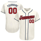 Custom Cream Red-Navy Baseball Jersey photo 1