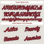 Custom Cream Red-Navy Baseball Jersey photo 4