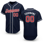 Custom Navy Red-White Baseball Jersey