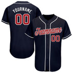 Custom Navy Red-White Baseball Jersey photo 1
