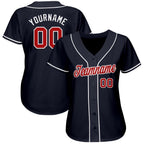 Custom Navy Red-White Baseball Jersey photo 2