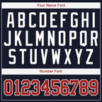 Custom Navy Red-White Baseball Jersey photo 3
