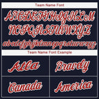 Custom Navy Red-White Baseball Jersey photo 4