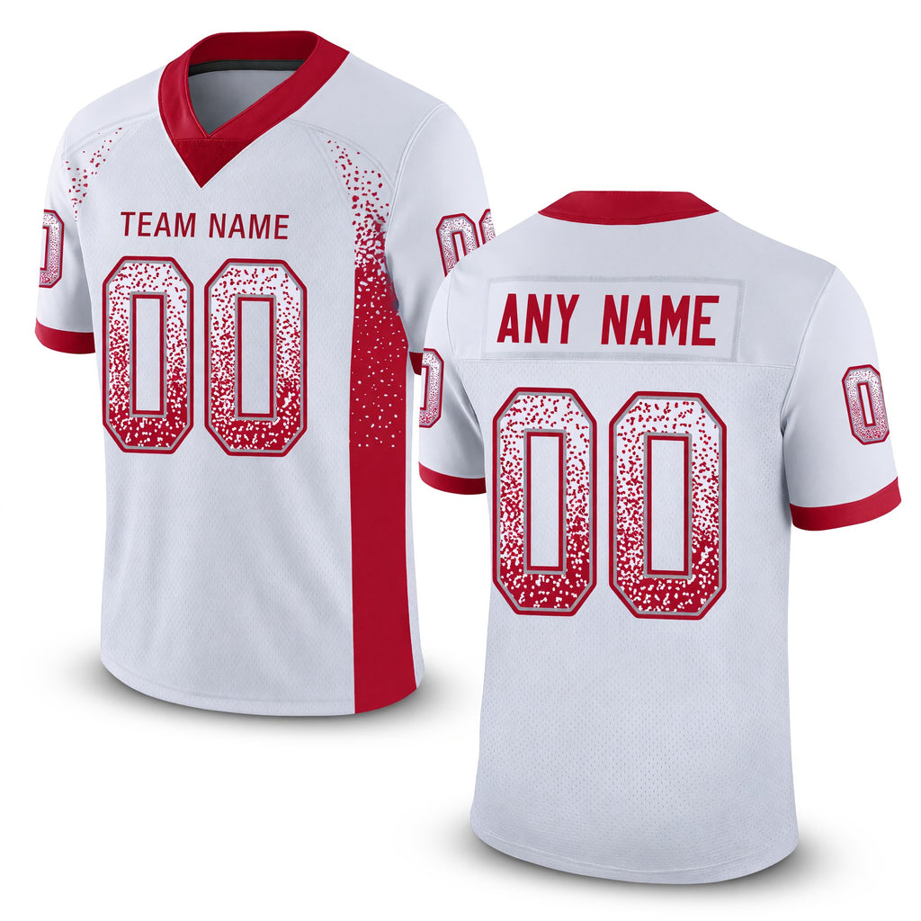 Custom White Red-Gray Drift Fashion Football Jersey