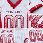 Custom White Red-Gray Drift Fashion Football Jersey detail