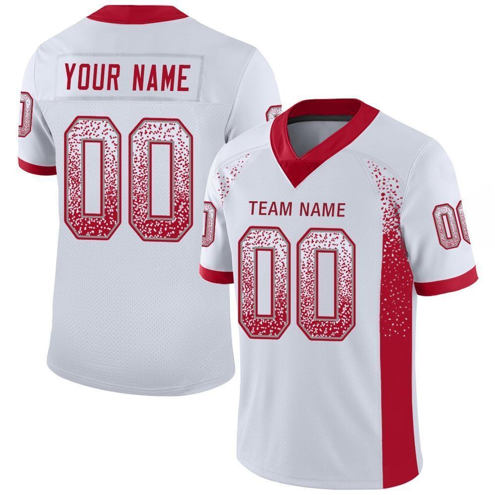 Custom White Red-Gray Drift Fashion Football Jersey photo 1