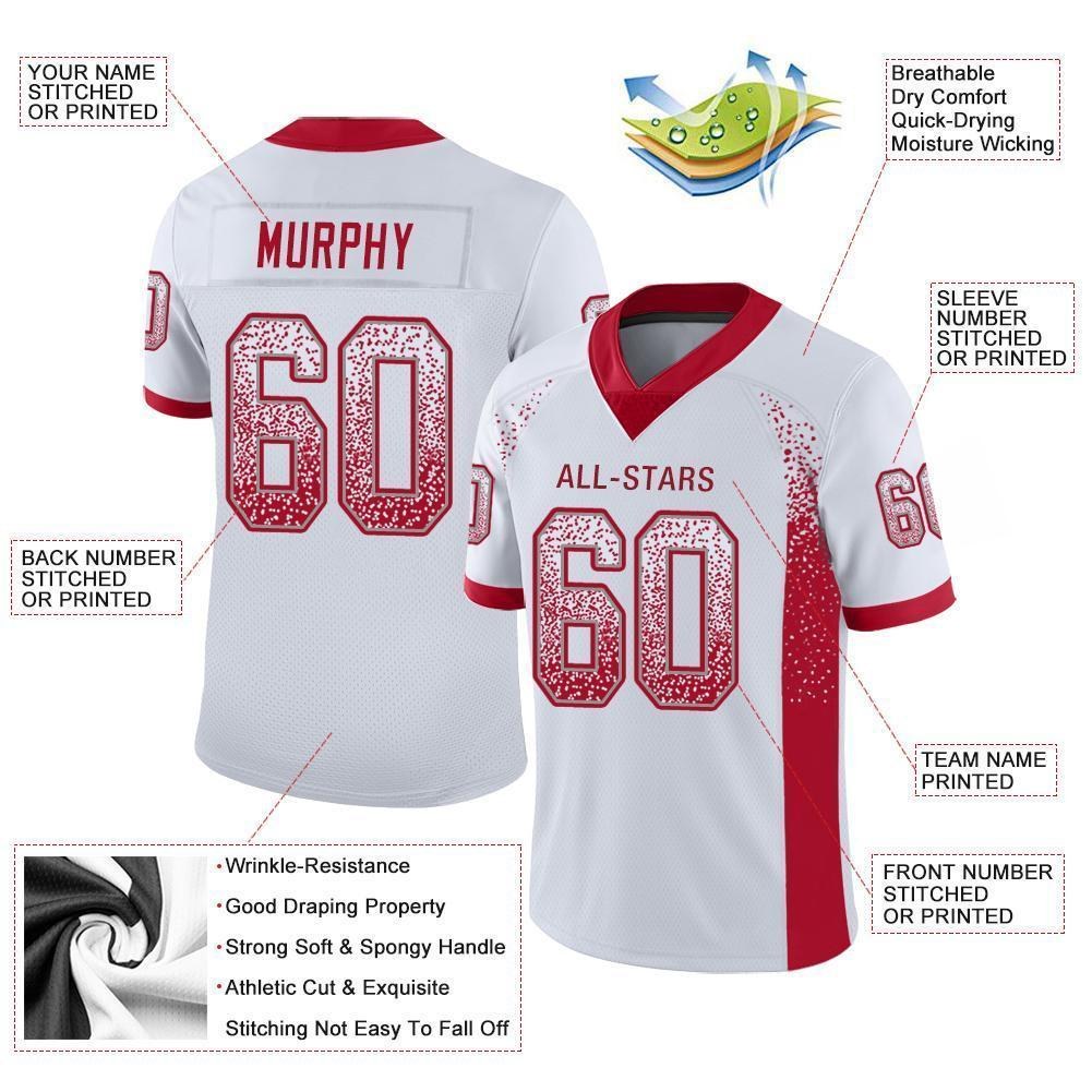 Custom White Red-Gray Drift Fashion Football Jersey photo 2