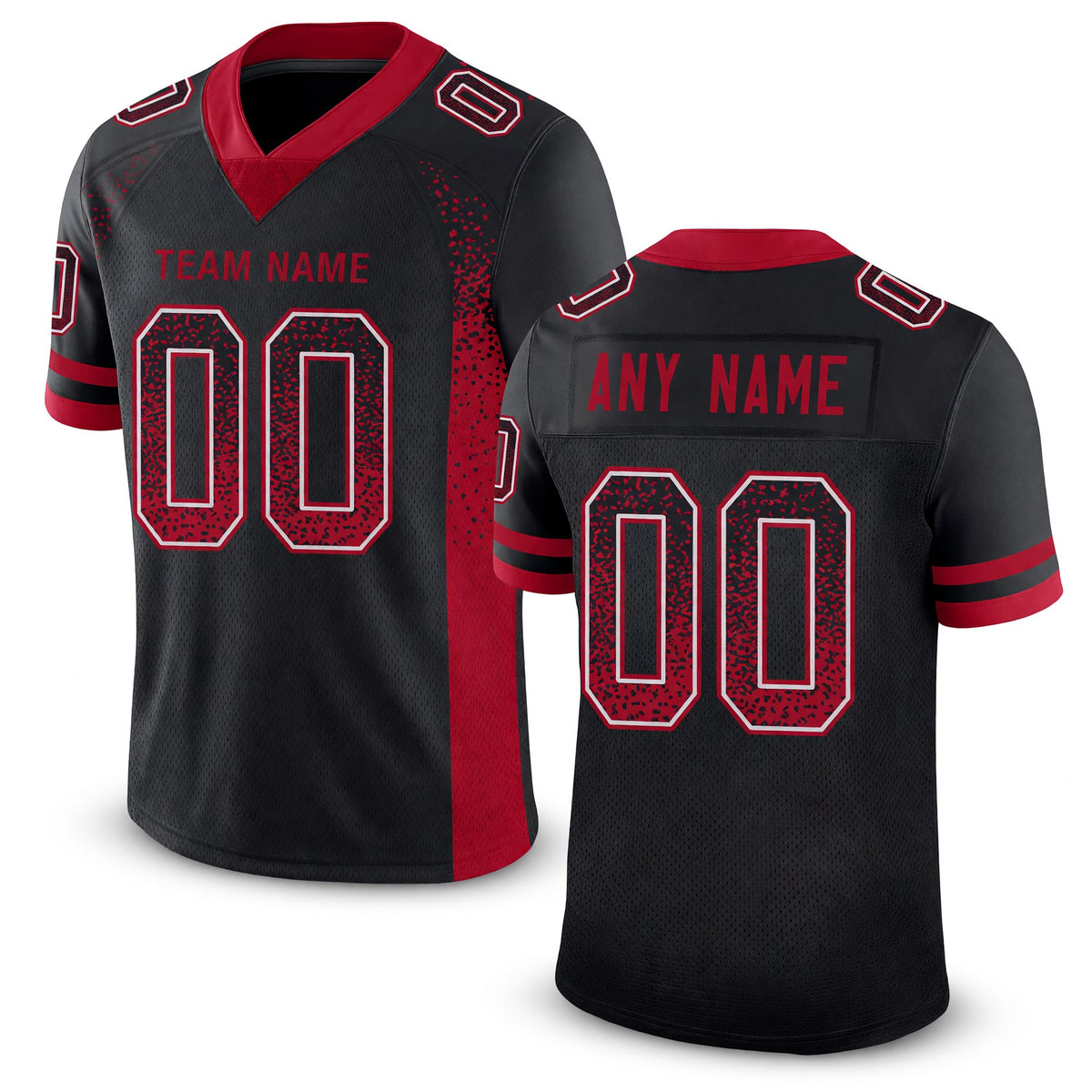 Custom Black Red-Gray Drift Fashion Football Jersey