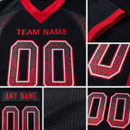 Custom Black Red-Gray Drift Fashion Football Jersey detail