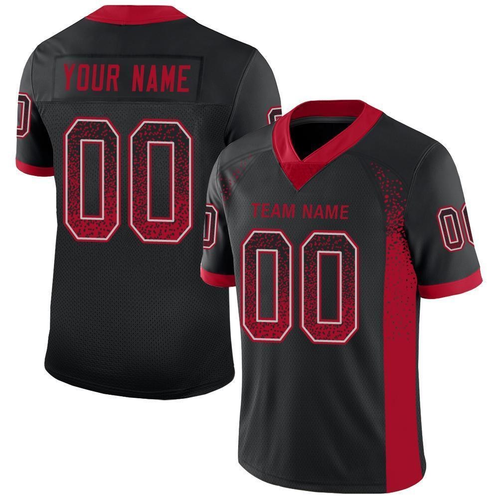Custom Black Red-Gray Drift Fashion Football Jersey photo 1