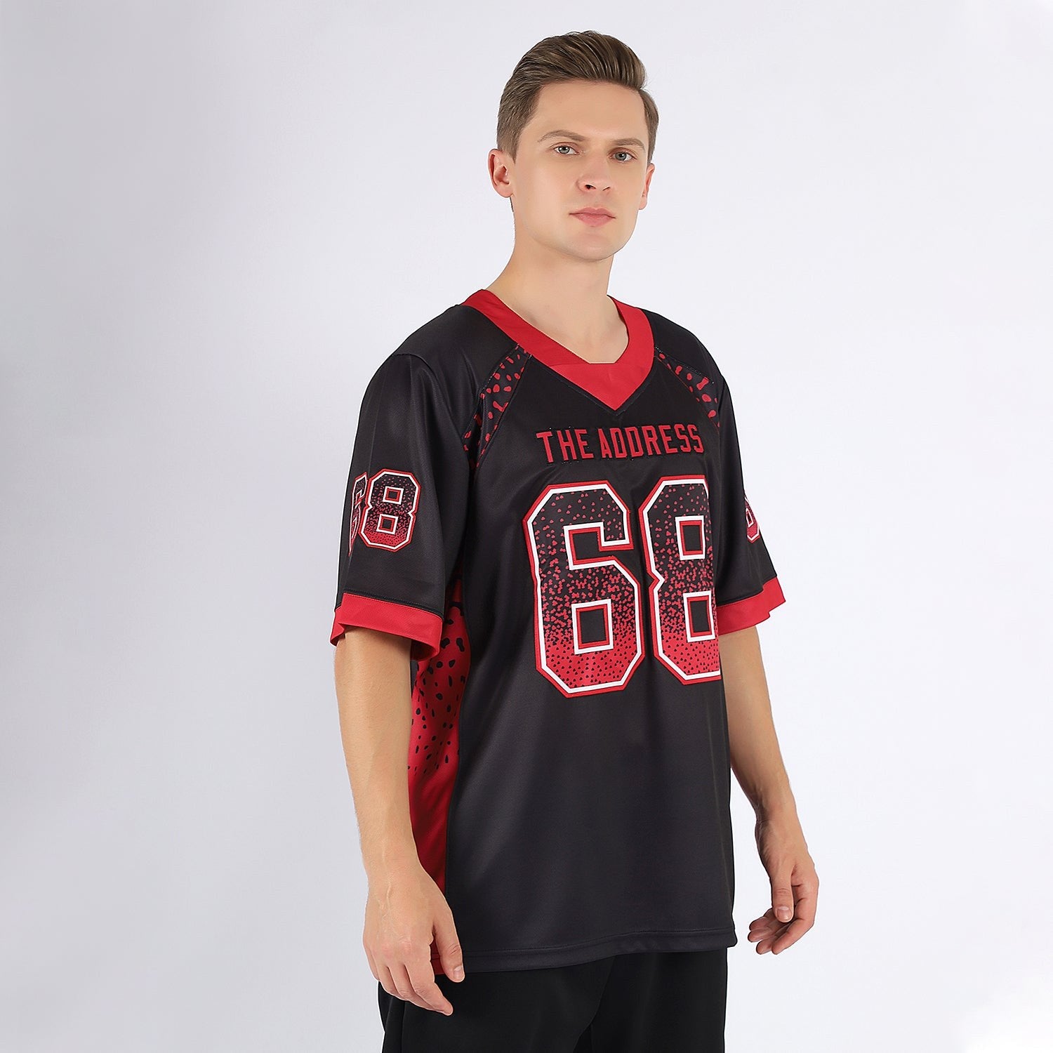 Custom Black Red-Gray Drift Fashion Football Jersey photo 2