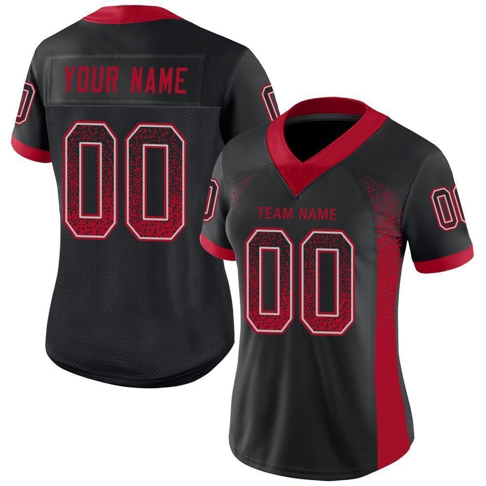 Custom Black Red-Gray Drift Fashion Football Jersey photo 3