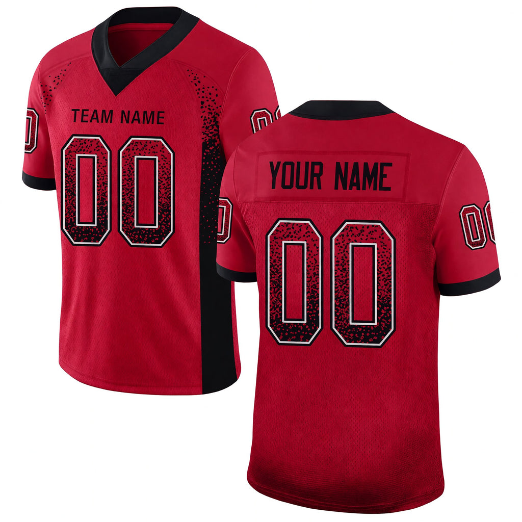 Custom Red Black-Gray Drift Fashion Football Jersey