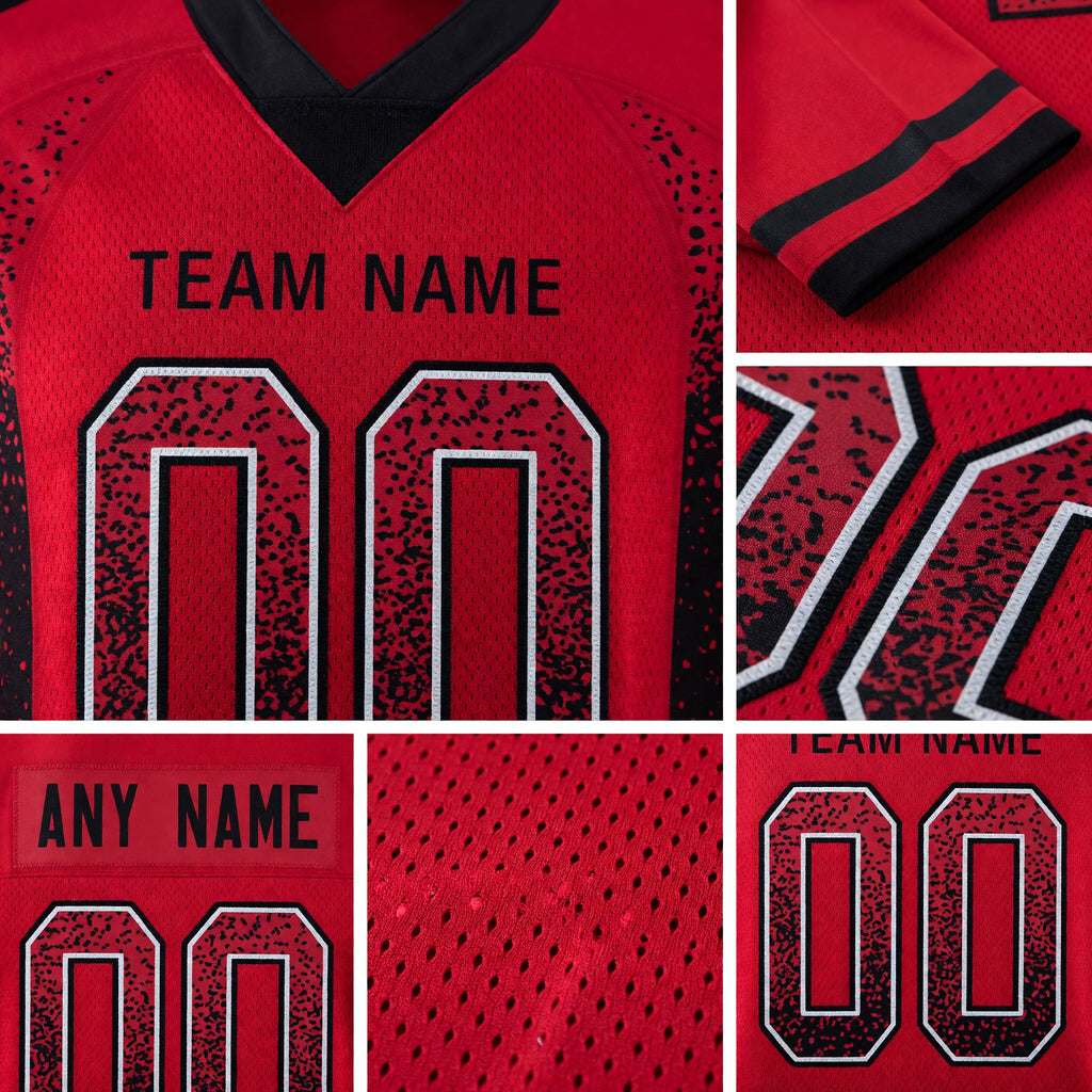 Custom Red Black-Gray Drift Fashion Football Jersey detail