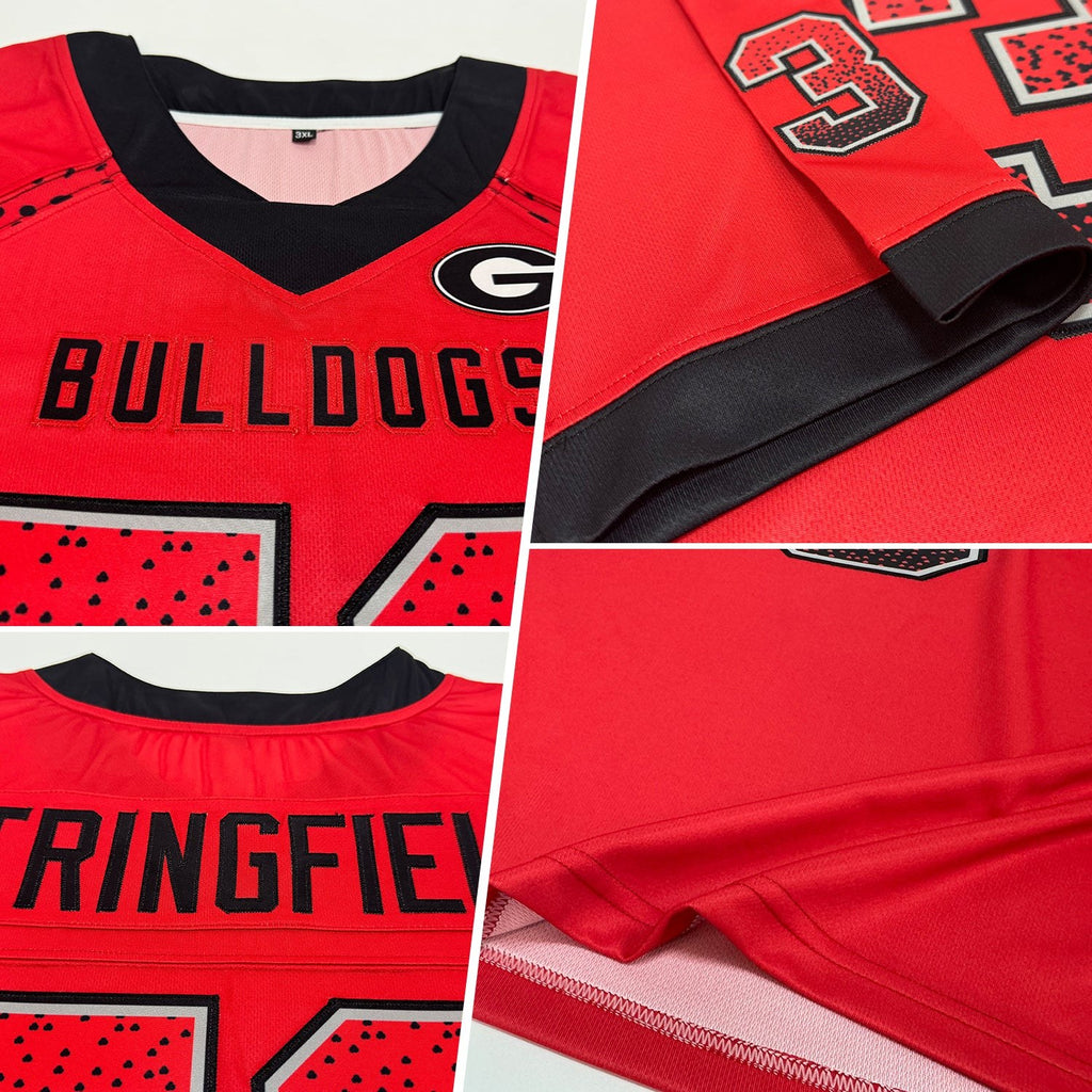Custom Red Black-Gray Drift Fashion Football Jersey photo 2