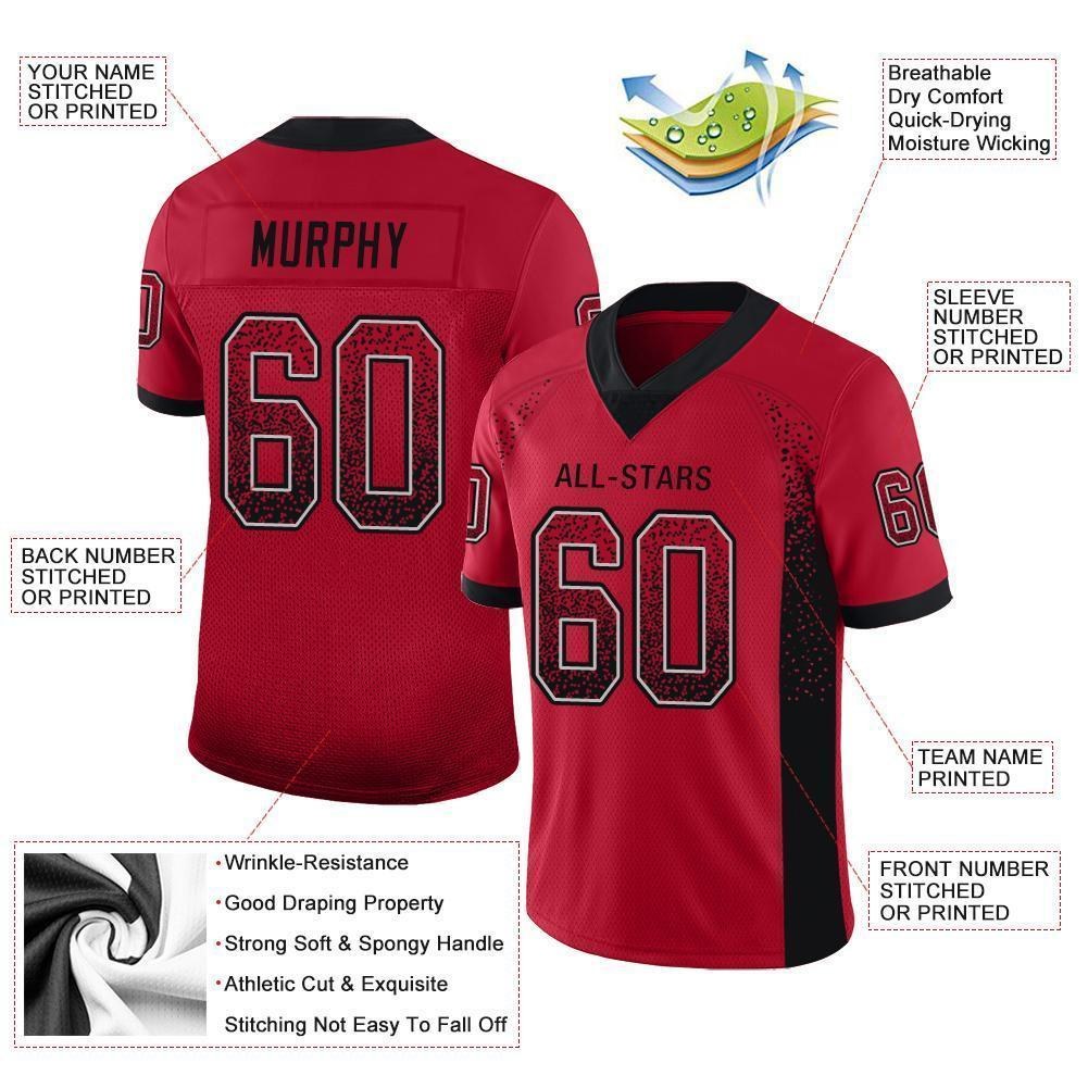 Custom Red Black-Gray Drift Fashion Football Jersey photo 4