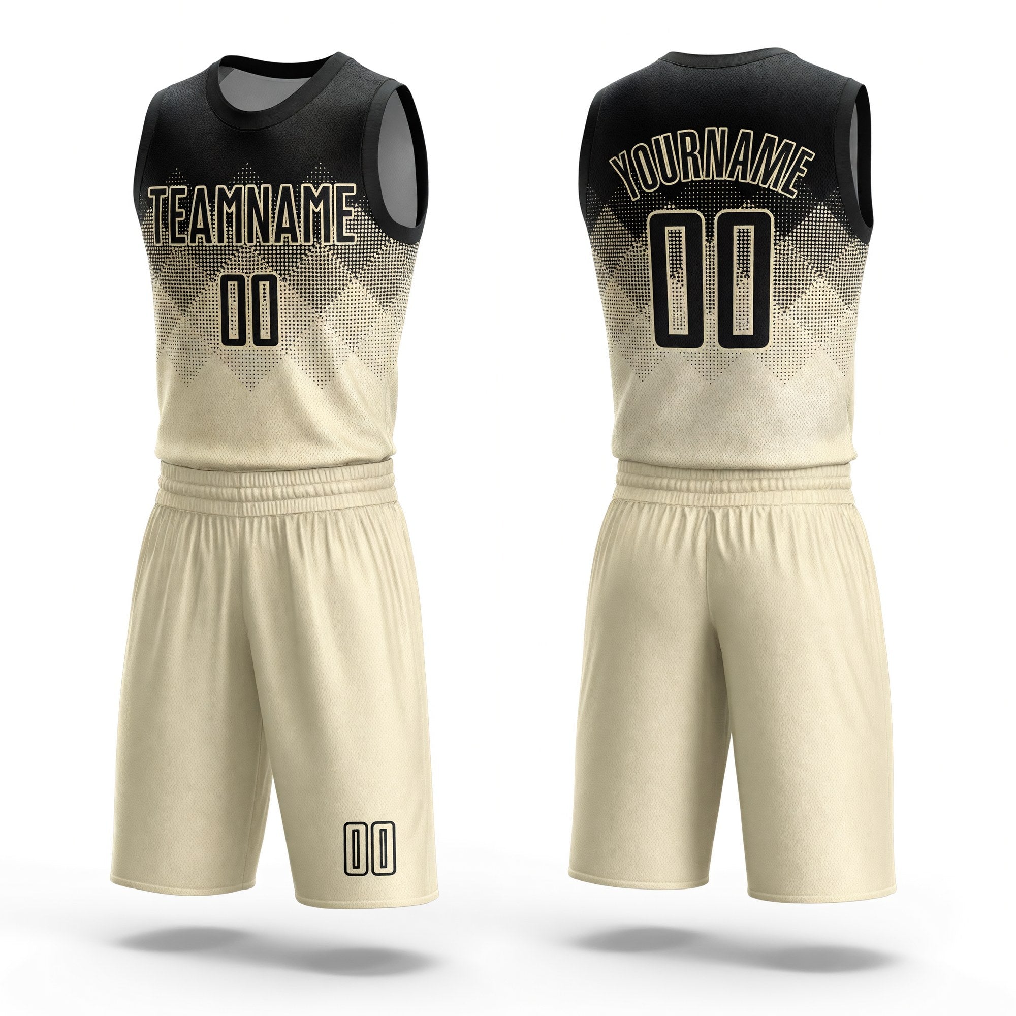 Custom Cream Black Round Neck Sublimation Basketball Uniform Jersey