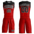 Custom Red Black-White Round Neck Sublimation Basketball Uniform Jersey