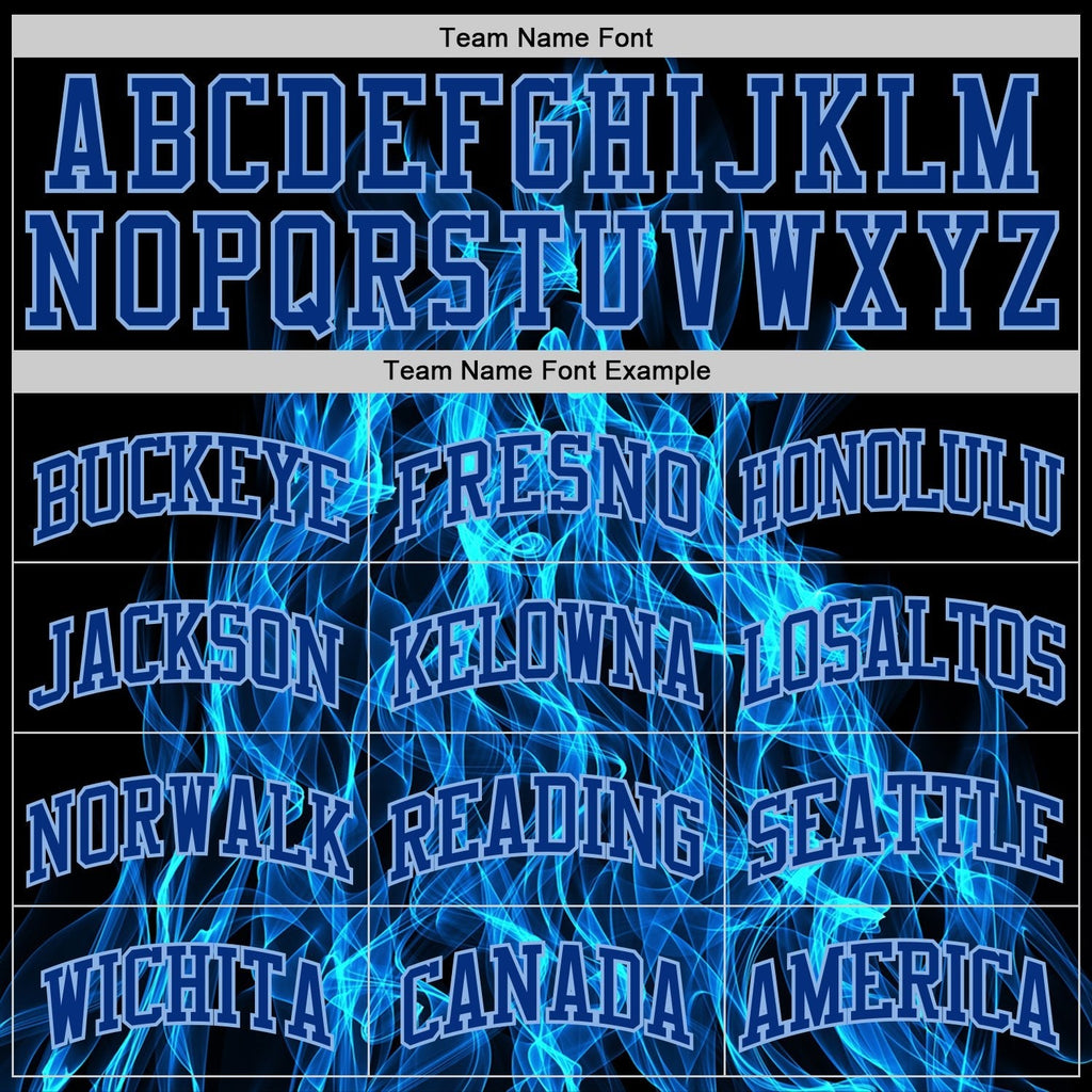 Custom Black Royal-Light Blue Flame Round Neck Sublimation Basketball Set Jersey photo 4