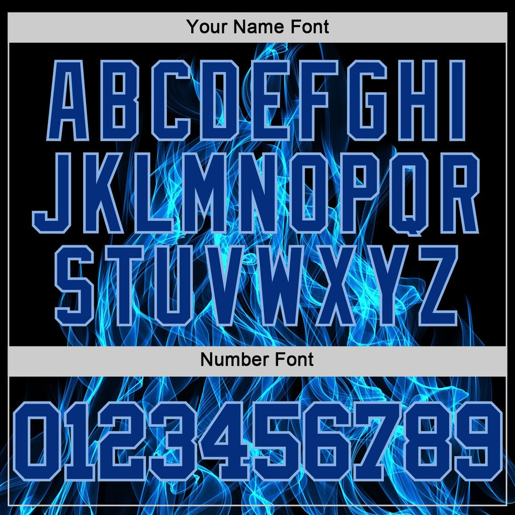 Custom Black Royal-Light Blue Flame Round Neck Sublimation Basketball Set Jersey photo 5